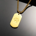 Gouden vierkante roestvrijstalen urn ketting voor huisdieren met gegraveerde pootafdruk - Alleen hanger (geen ketting) / Goud