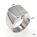 Polished stainless steel urn ring for ashes with square perfume bottle design and screw - US 7 / Steel