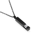 Black stainless steel rectangular pillar urn necklace for men with square zircon stone - Black