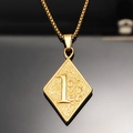 Vintage gold stainless steel necklace with 1%er engraved diamond pendant for men - Pendant Only (No Chain) / Gold Pendant (WD-735)