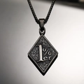 Vintage stainless steel square 1%er pendant necklace with industrial distressed finish - Pendant Only (No Chain) / Black Pendant (WD-735)