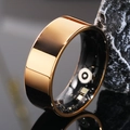 Detail view of gold smart ring showing internal sensors and electronic circuit components - US 7 / 8.5MM / Rose Gold