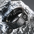 Smart ring with digital display and health monitoring sensors in black polished finish - US 8 / Black with Cable