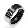 Waterproof silver smart ring with heart rate monitor, LED display and touch control sensor - US 11 / Steel with Cable