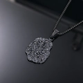 Macro detail of gothic skull pendant with 3D relief on gunmetal vintage necklace - Black Pendant Only (Without Chain)