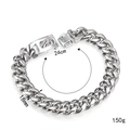 Collare per cani in acciaio inox stile cubano, largo 18mm e lungo 24cm in argento - Collare a Maglia Cubana Argento (Stile Acciaio 1) / Color Acciaio