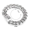 Collare a catena per cani in acciaio inossidabile lucido da 22mm, lunghezza 31cm - Collare a Maglia Cubana Argento (Stile Acciaio 3) / Color Acciaio