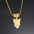 Retro Viking shield ram pendant necklace for men with gold polished titanium steel finish - Gold Pendant Only (Without Chain)