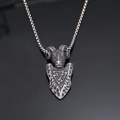 Vintage stainless steel Viking ram shield pendant necklace with Valknut symbol and bead chain - Antique Silver Pendant Only (Without Chain)