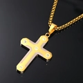 Hip hop camouflage carbon fiber diamond cross necklace in gold and silver finish - Two-tone Gold Pendant + Silver Box Chain