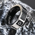 Polished silver smart health ring with digital display on black volcanic rock - US 8 / Steel with Cable