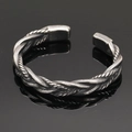 Vintage Nordic Viking twisted wire braid cuff bracelet in antique silver steel finish - Antique Twisted Braid Style 15