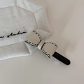 Elegante pinza para el cabello con lazo crema y bordes cosidos en negro para mujer - Pasador de lazo de encaje blanco