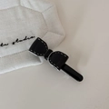 Elegante pinza para el pelo con lazo negro grande y bordes blancos de estilo coreano - Horquilla Lazo Negro