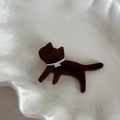 Minimalist leopard print cat acetate hair clip in dark brown wood texture finish - Tea Brown Cat Clip