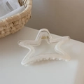 Dettaglio molletta a stella con trama marmorizzata crema su superficie bianca pulita - Bianco