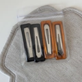 Set of four rectangle hair clips in black and amber colors inside clear packaging - Set of 4 / Rectangle Black Coffee (FJ892956)