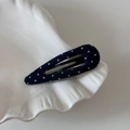 Detail of navy blue polka dot hair clip on white decorative shell tray accessory - Navy Blue Polka Dot - Water Drop