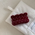 Detailed macro view of burgundy hair claw clip with white polka dots and scalloped edges - Burgundy Polka Dot Wavy Edge (7cm)