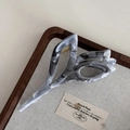 Detail of grey marble claw clip with golden spring on minimalist linen tray - Smoky Gray Minimalist Claw - Tulip (13cm)