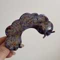 Macro detail of vintage purple acetate hair claw clip with golden dragon etchings and rhinestones - Purple (Vintage Petal)