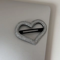Dettaglio del fermaglio per capelli a cuore glitter argento con molletta in metallo nero - BB Brillantini Argento-Cuore