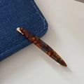 Detailed close-up of handmade tortoiseshell hair clip showing FRANCE engraving - Blue Coffee Tortoise