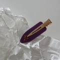 Detailed close-up of purple marble pattern hair clip with gold star and rhinestone accents - Purple Star
