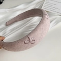 Elegant lavender fabric headband with textured embroidery on a silk background - Embroidered Bow Headband-Pink