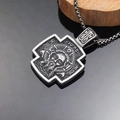 Retro stainless steel Orthodox crucifix pendant with Jesus relief and box chain - Antique Silver Pendant Only (Without Chain)