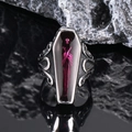 Gothic coffin ring with skeleton motif in vintage silver stainless steel finish - US 7 / Steel