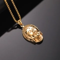 Golden Buddha head pendant necklace in retro style with durable stainless steel box chain - Single Pendant / Gold (No Chain)