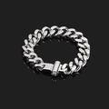 Bracciale cubano hip hop da uomo in acciaio inossidabile lucido con chiusura a croce - Color Acciaio 15*220mm