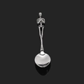 Gothic skull skeleton handle stainless steel spoon with vintage silver finish and reflection - Skeleton Spoon / Steel Color Spoon