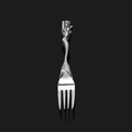 Mirror polished stainless steel mermaid handle fork on minimalist black background - Steel Color Fork