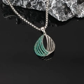 Bohemian silver titanium steel necklace with a green zircon twisted teardrop pendant - Green Zirconia Pendant Only (Without Chain)