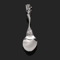 Polished stainless steel mermaid tail spoon with silver mirror finish and reflective base - Steel Color Spoon