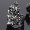 Anello da uomo leone con corona stile punk in acciaio inossidabile con finitura argento - US 7 / Color Acciaio