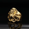 Gedetailleerde opname van een gouden punkring met octopus schedel en metallic glans - US 7 / Goud