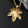 Polished gold maple leaf pendant in titanium steel with a sleek box chain for men - Gold Color Pendant Only (Without Chain)