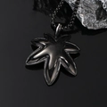 Polished black stainless steel maple leaf pendant necklace with sleek bead chain for men - Black Color Pendant Only (Without Chain)