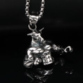 Polished silver muscle bull pendant necklace with box chain in hip hop punk style - Pendant Only (Without Chain) (Steel Color)