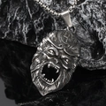 Gothic style silver monkey king pendant with heavy chain on black stone background - Steel Color Pendant Only (Without Chain)