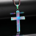 Collier avec pendentif croix arc-en-ciel dégradé à texture radiale pour hommes - Arc-en-ciel Pendentif Uniquement (Sans Chaîne)