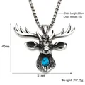 Vintage stag head pendant necklace in stainless steel with blue turquoise gemstone - Steel Color Turquoise Pendant Only (Without Chain)