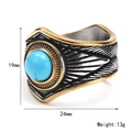 Vintage boho turquoise veerring in goud en zilver staal met specificaties - US 8 / Goud-Zilver Turkoois