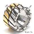 Breiter Retro-Edelstahlring für Herren mit kontrastreichem Gold- und Silberstreifen-Design - US 7 / Gold & Silber