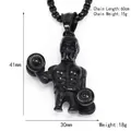 Collier avec pendentif crâne et haltère en acier titane pour homme avec mesures - Pendentif Seul (Sans Chaîne) / Noir