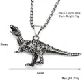 Ciondolo dinosauro punk retrò in acciaio al titanio con scaglie dettagliate e finitura vintage - Pendaglio d'Argento (Solo Pendaglio)
