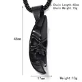 Punk style crescent moon skull pendant necklace in black titanium steel for men - Black Pendant Only (Without Chain)